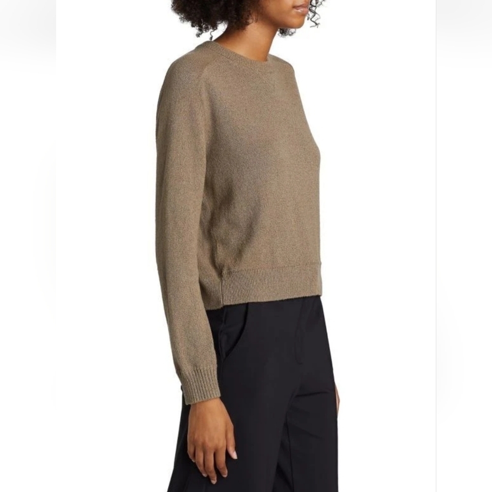NWT Theory Womens Waverly Boucle Cropped Crewneck Sweater In Cinder Size L - Picture 4 of 12